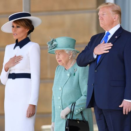 Donald trump and Melanie trump visiting Queen Elizabeth