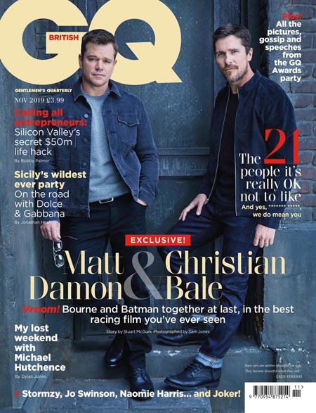 GQ magazine cover of Matt Damon and Christian Bale.