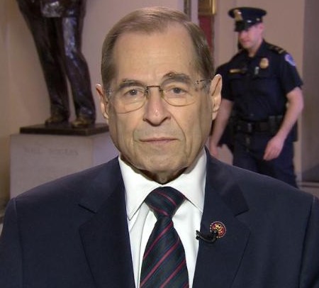 Jerry Nadler facing the camera for the picture as he was attending a press meet.