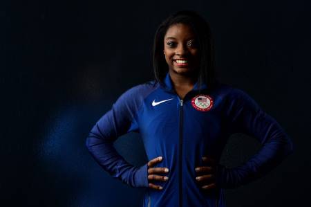 Gymnast Simone Biles poses for a portrait at the USOC Rio Olympics Shoot at Quixote Studios on November 20, 2015 in Los Angeles, California.