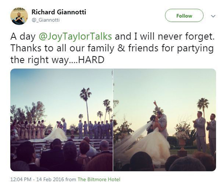 Wedding of Richard Giannotti and Joy Taylor in The Baltimore Hotel.