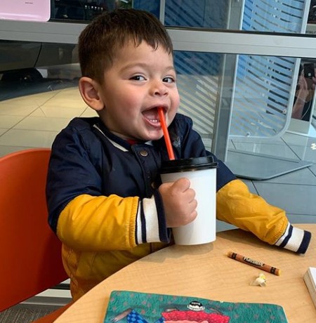 Briana's son, Braeson, having hot chocolate.