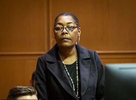 Mayhew's mother, Latrice, looked stone-faced in court after the lenient sentence.