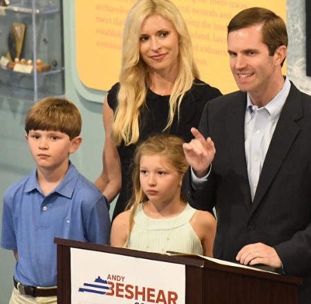 Andy with his wife, and kids.