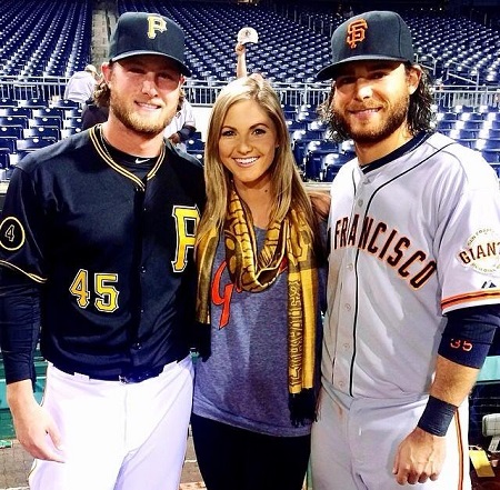 Brandon Crawford pictured with his sister, Amy, and brother-in-law Gerrit.