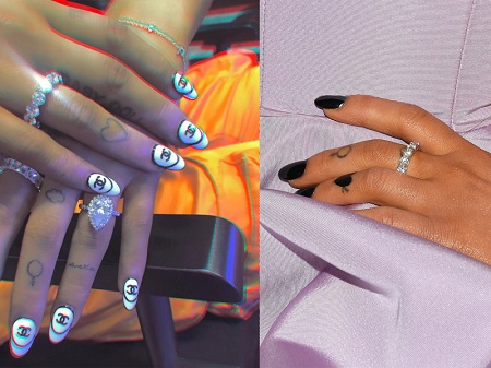 Ariana Grande's hands on two pictures before and after the breakup with Davidson.