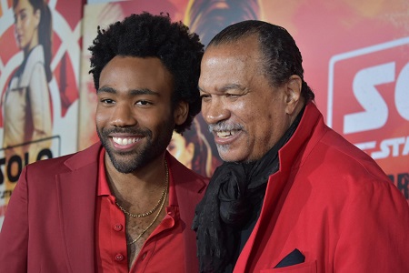 Donald Glover and Billy Dee Williams at the premiere for SOLO: A STAR WARS STORY in Los Angeles May 10, 2018.