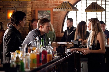 iJustine as a bartender in 'The Vampire Diaries'.