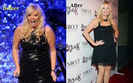 Weight comparison, before and after photos of Melissa Peterman.