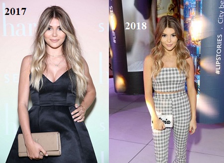 Before (2017) and after (2018) photos of Olivia Jade during her weight loss journey.