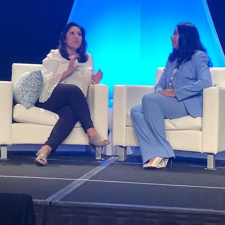 Lynette Romero on set with Cookie Johnson on Johnson's show.