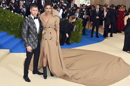 Nick Jonas provided a distraction from the dress Priyanka was wearing at the 2017 Met Gala.
