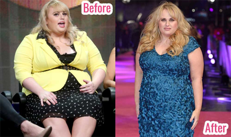 At her heaviest Rebel Wilson was about 240 pounds.