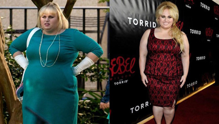 Before and after Rebel Wilson weight loss pictures.