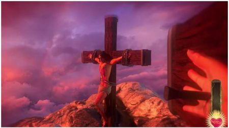 Gameplay view from Jesus being Crucified. 