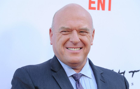 Dean Norris on the red carpet, smiling and looking away from the camera.