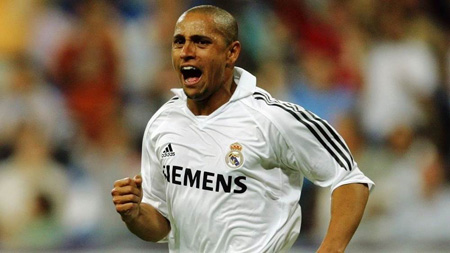 Roberto Carlos in a Real Madrid jersey.
