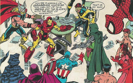 Doom is the cause of fight among the Avengers.