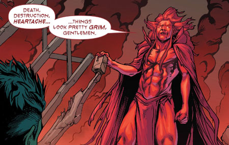 Mephisto is talking in comic illustration.