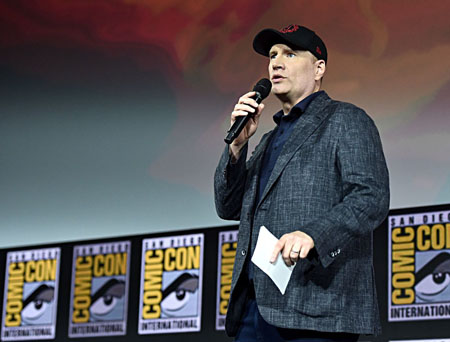 Kevin Feige on the stage at SDCC 2019.