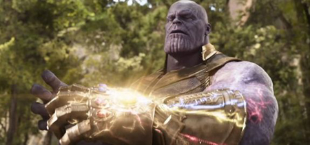 Thanos with the full power Infinity Gauntlet.