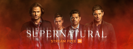 Sam, Jack, Cas and Dean are seen on the poster of Supernatural.