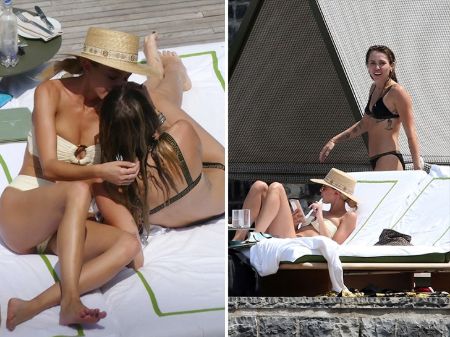 Kaitlynn and Miley kissing while on vacation.