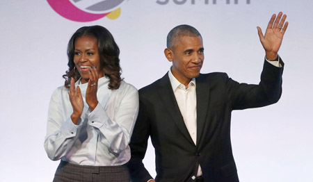 Michelle and Barack Obama.