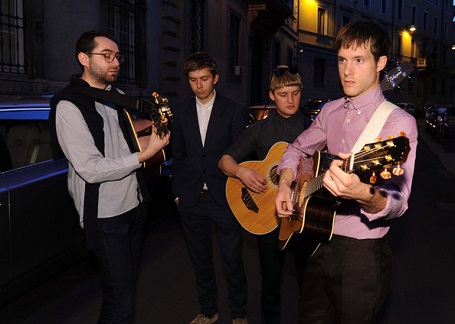 Edward Ibbotson (left) with his gang at the Milan Vogue Fashion Night Out