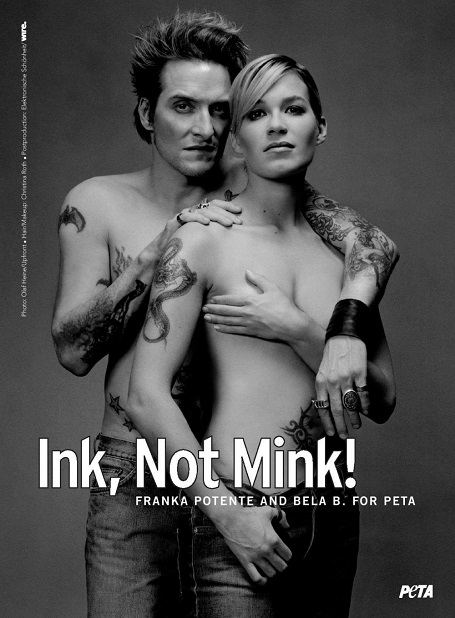 Franka Potente showed her inks for a PETA campaign