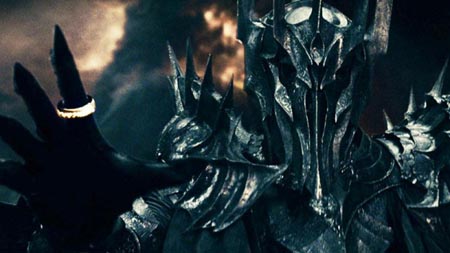 Sauron in full form and wearing the one ring.