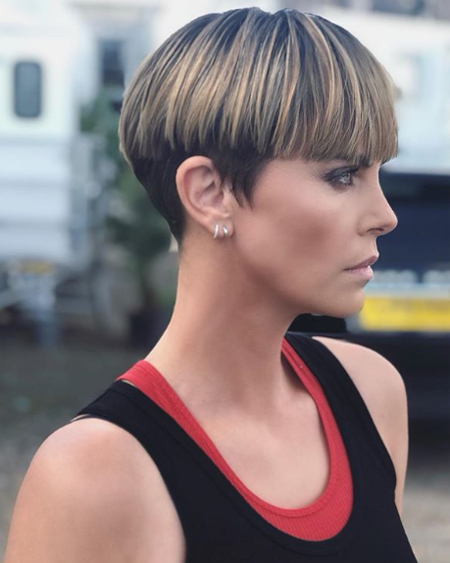 Charlize Theron with her new look.