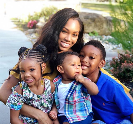Monique with her three kids.
