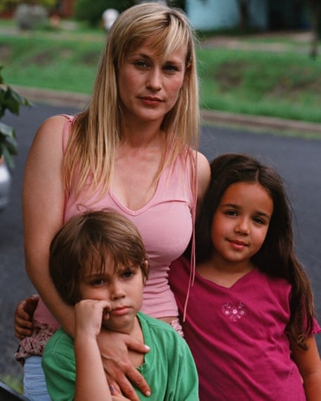 Ellar Coltrane as a little boy in Boyhood, with his screen mother, played by Patricia Arquette, and screen sister, played by the director’s own daughter Lorelei Linklater.