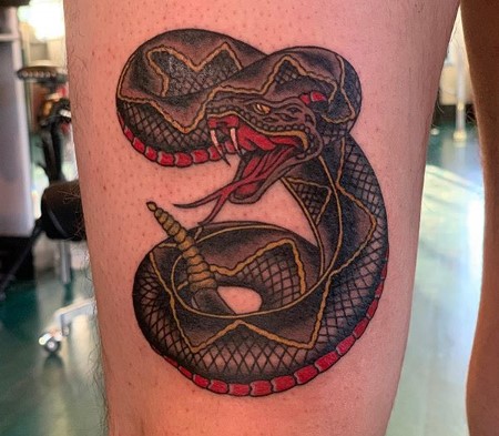 Sailor Jerry Snake tattoo.