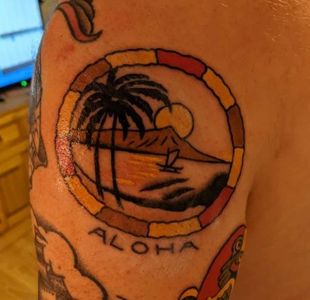 Sailor Jerry Hawaii tattoo.