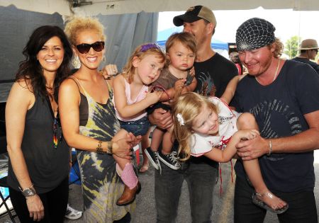 Little Big Town members with their children.