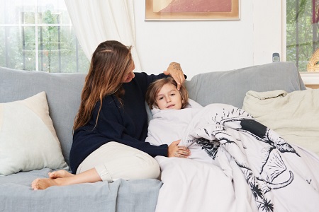 Domino Kirke with her son Cassius.