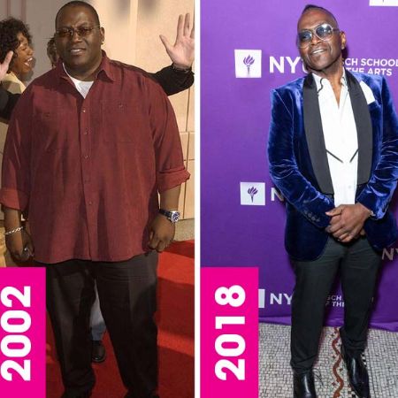 Randy Jackson's weight loss before and after (2002 vs 2018) photo comparison.