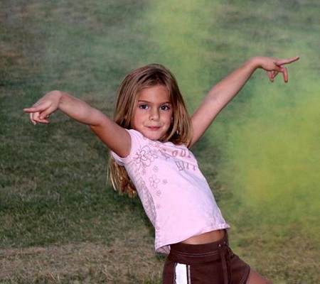 5-year-old Brighton Sharbino during a cheerleading session.