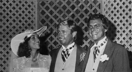 KAREN CARPENTER with Richard Carpenter and Thomas Barris during the wedding.
