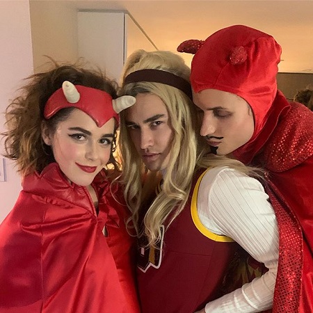 Kiernan Shipka, Gavin Leatherwood, and Christian Coppola in their Halloween costume.