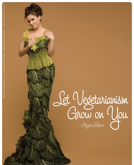 Alyssa Milano on the cover of PETA's 'Go Vegan' campaign.