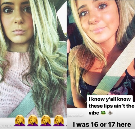 Other two photos of Brielle Biermann from the age of 16 or 17 without the lip injections.