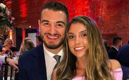 Mitch Trubisky poses a picture with girlfriend Hillary Gallagher.