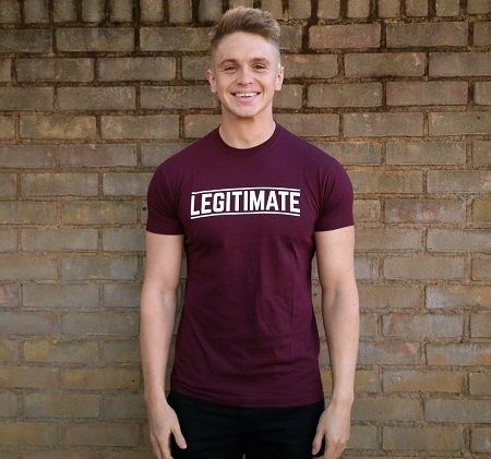 Joe Weller Wearing the 'LEGITIMATE' T-shirt for promotion.