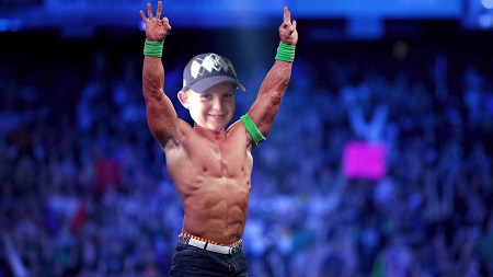 Joe Weller's 12-year-old head photoshopped into John Cena's body.