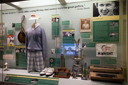 The Mickey Wright exhibit at The United States Golf Association Museum. The exhibit was the museum’s first to honor the career of a prominent female golfer.