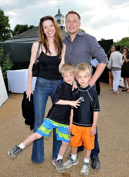 Elon Musk, then-wife Justine Musk with their twins.