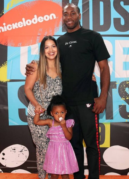 Kawhi Leonard with his wife Kishele Shipley and daughter, Kaliyah.